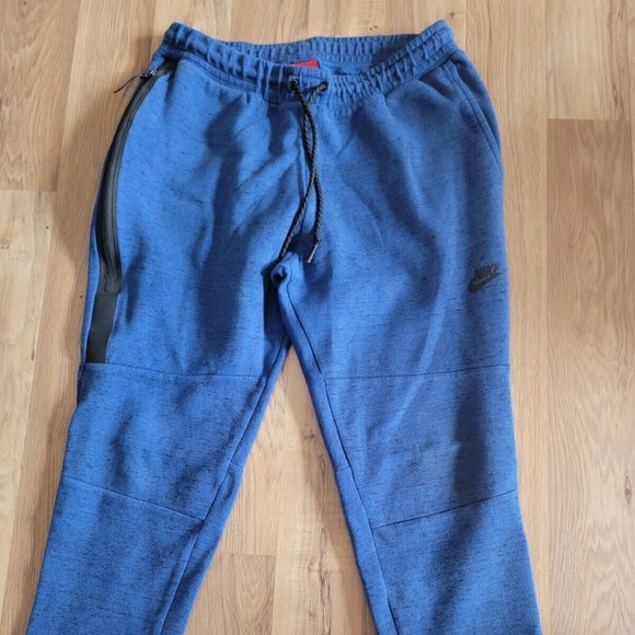 Nike Man's Blue Pockets Drawstring Waist Lounge Activewear Sweatpants Size Large